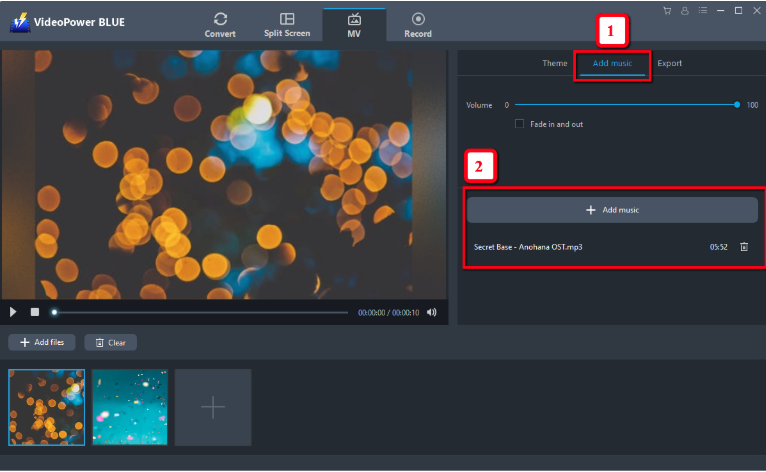add audio to images, VideoPower BLUE, add music