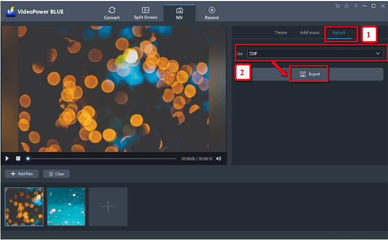 add audio to images, VideoPower BLUE, export