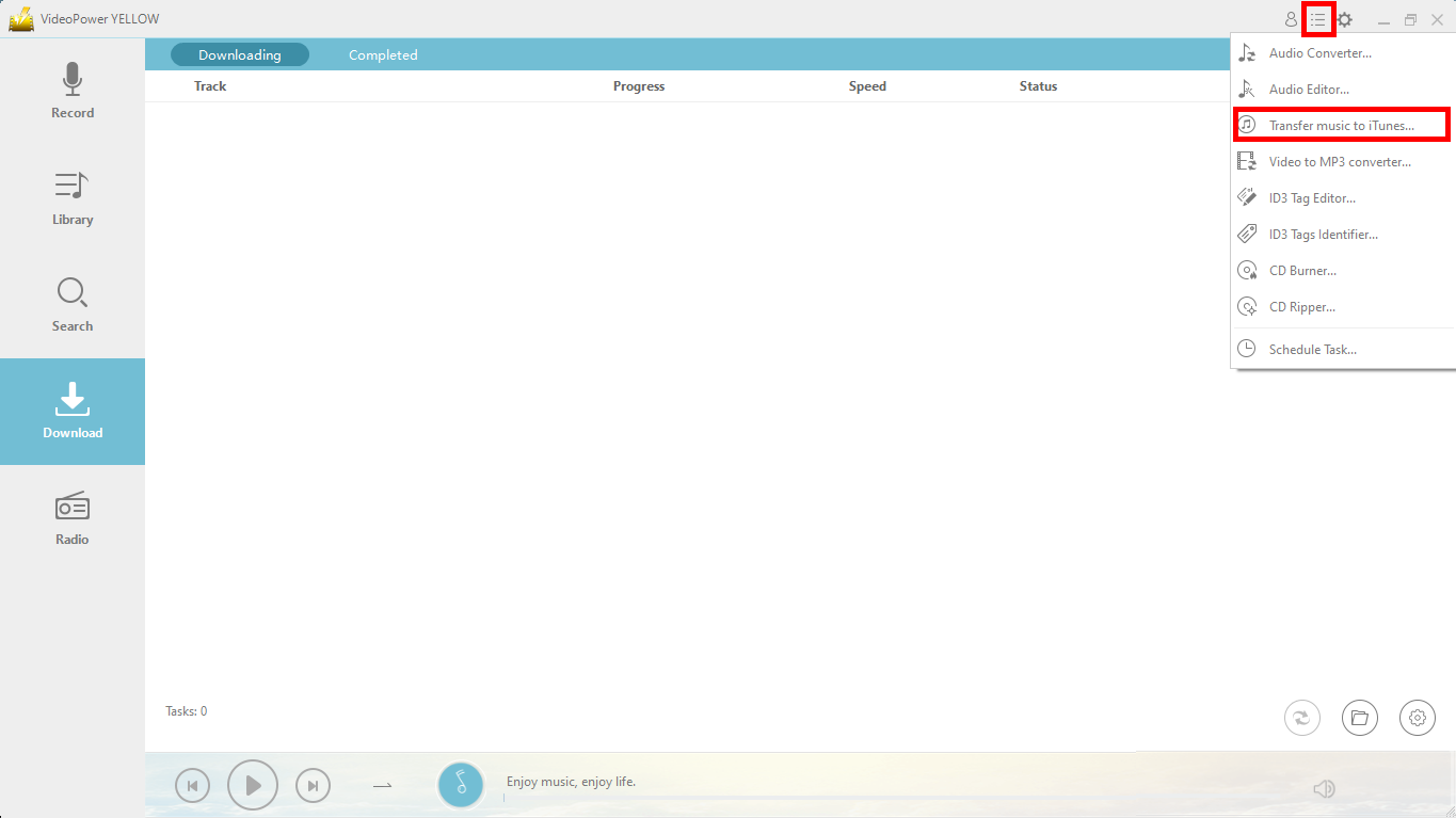 transfer to itunes, VideoPower YELLOW, open audio converter