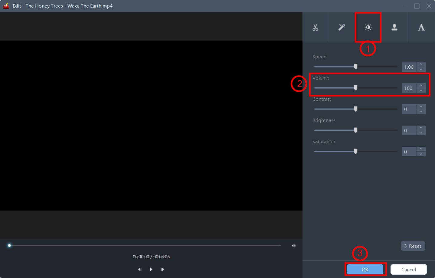 ビデオパワーレッド、ビデオパワーレッドで音量を調整