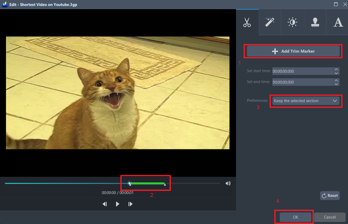 best 3GP converter software, VideoPower BLUE trim 3GP file.