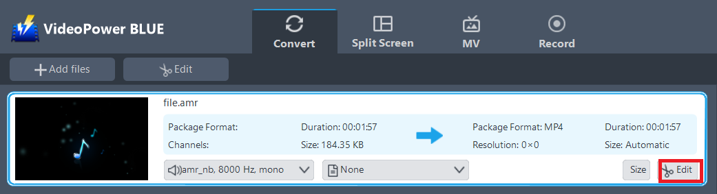 best converter for amr to mp3, VideoPower BLUE edit AMR file.