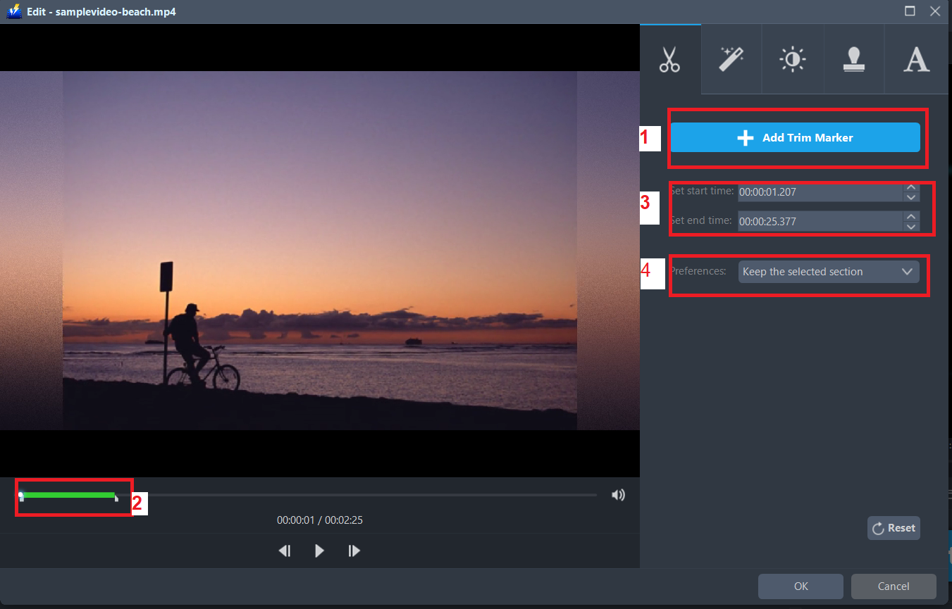 best video cutting app, VideoPower BLUE, trim video file.