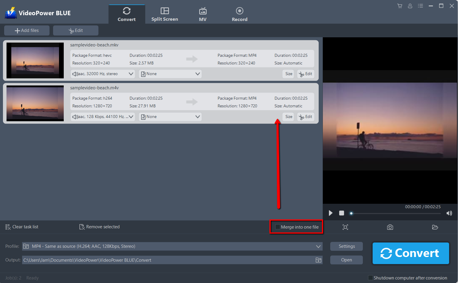 best video cutting software, VideoPower BLUE, merge.
