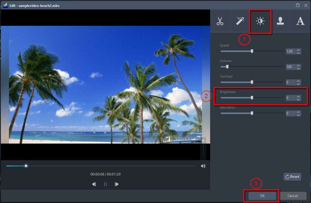 brighten a dark video, VideoPower BLUE, change resolution