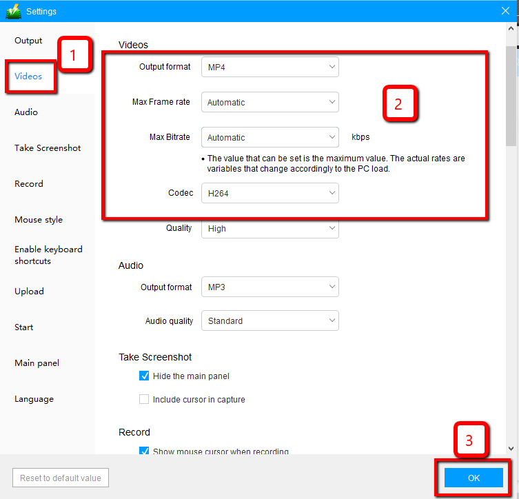 Best Screen Capture Software, VideoPower GREEN, video settings.