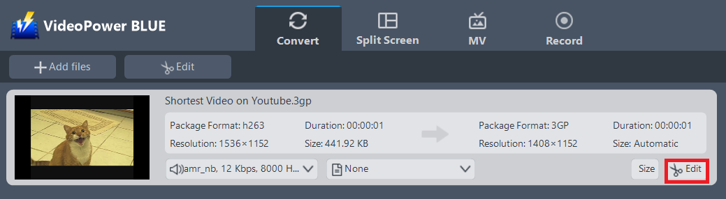 WMV に変換 3GP, ビデオパワーブルー, 編集