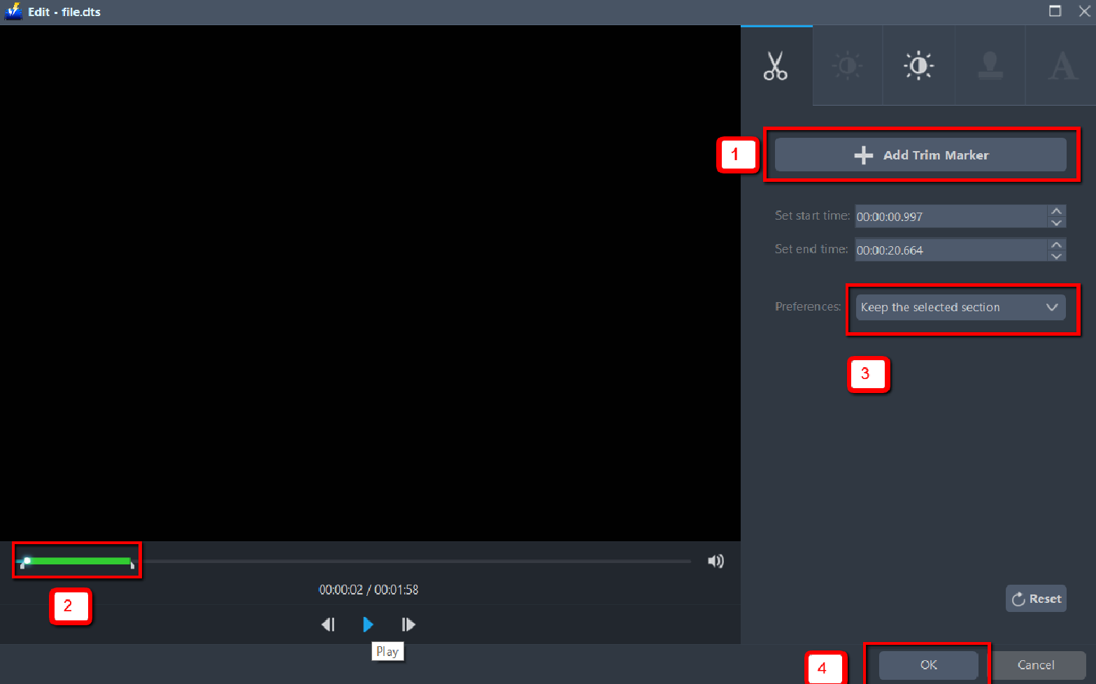 convert DTS to AC3, VideoPower BLUE trim file.