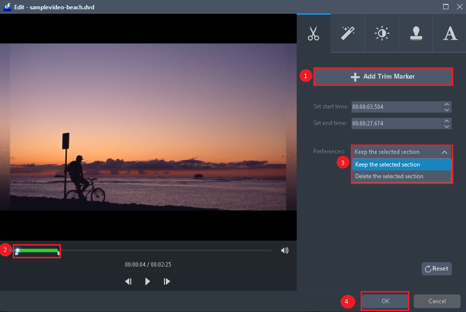 Best DVD to MP4 converter, VideoPower BLUE, add trim