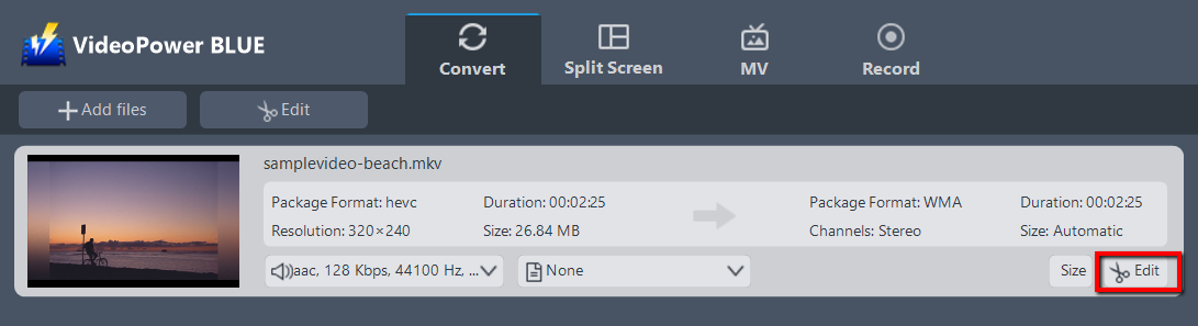 convert MKV to PS3, VideoPower BLUE edit file.