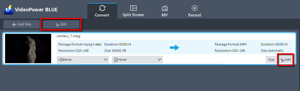 最高のビデオコンバータ, ビデオパワーブルー, ファイルを編集