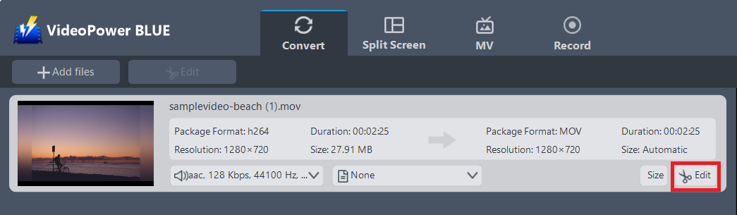 convert MOV to GIF, VideoPower BLUE edit MOV file
