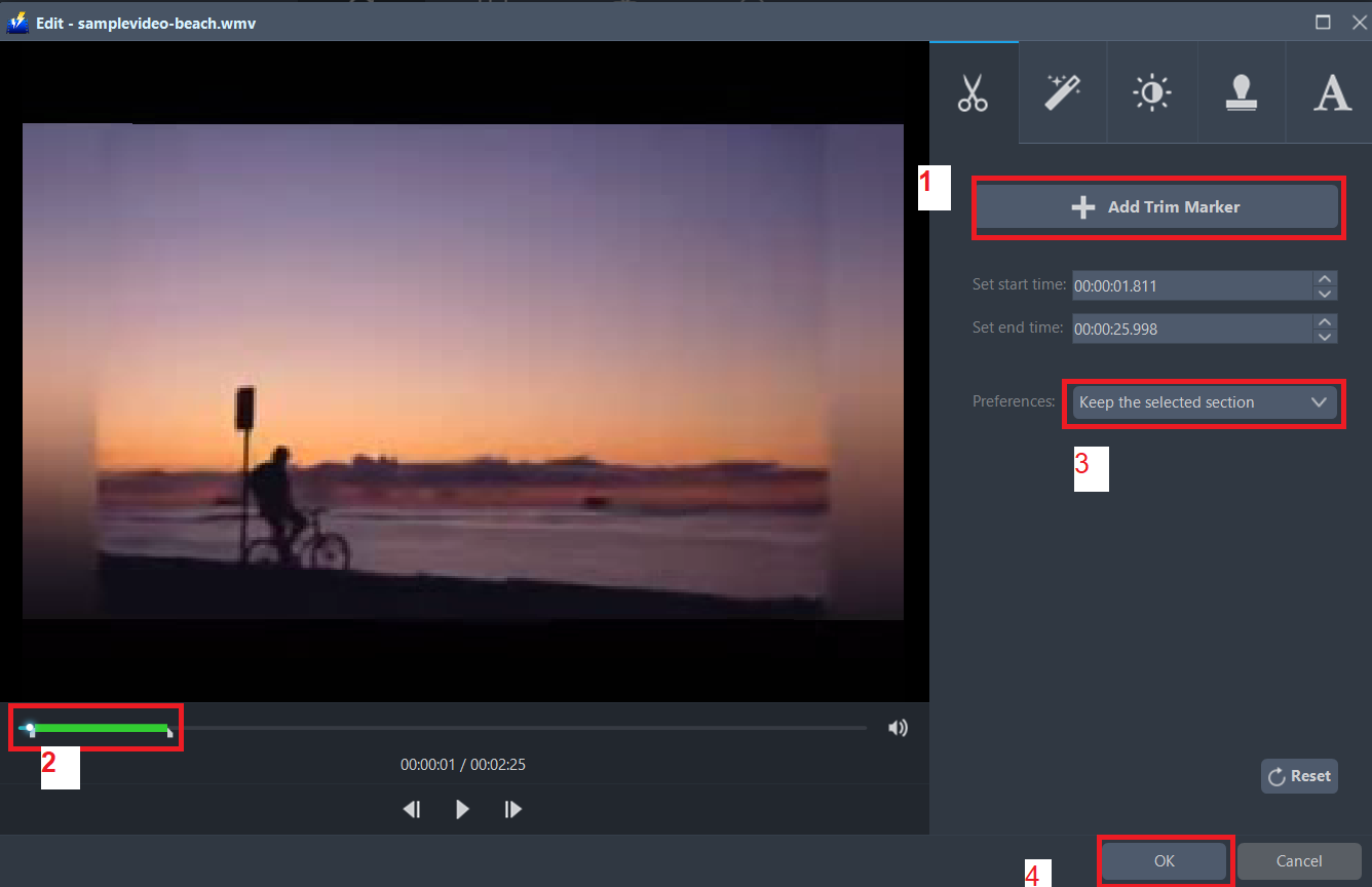 WMV、ビデオパワーブルー、トリムWMVファイルにMOVを変換します。