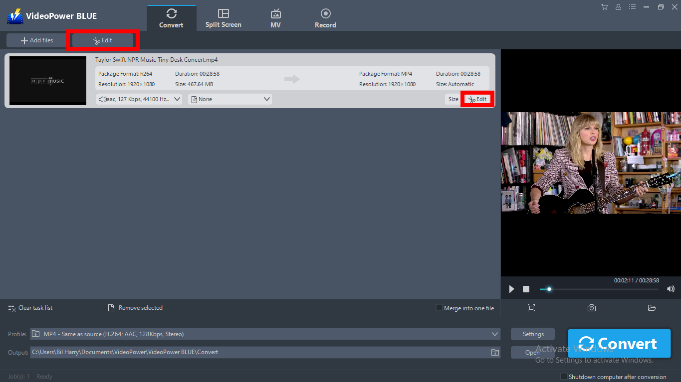 VLC converter alternative, VideoPower BLUE, edit MP4 file.