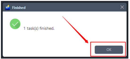 convert WebM to MP4, VideoPower BLUE, conversion complete.