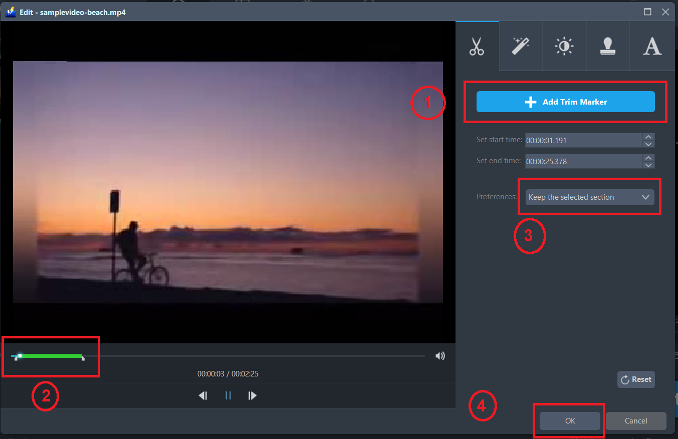 convert MP4 to M4V, VideoPower BLUE trim file