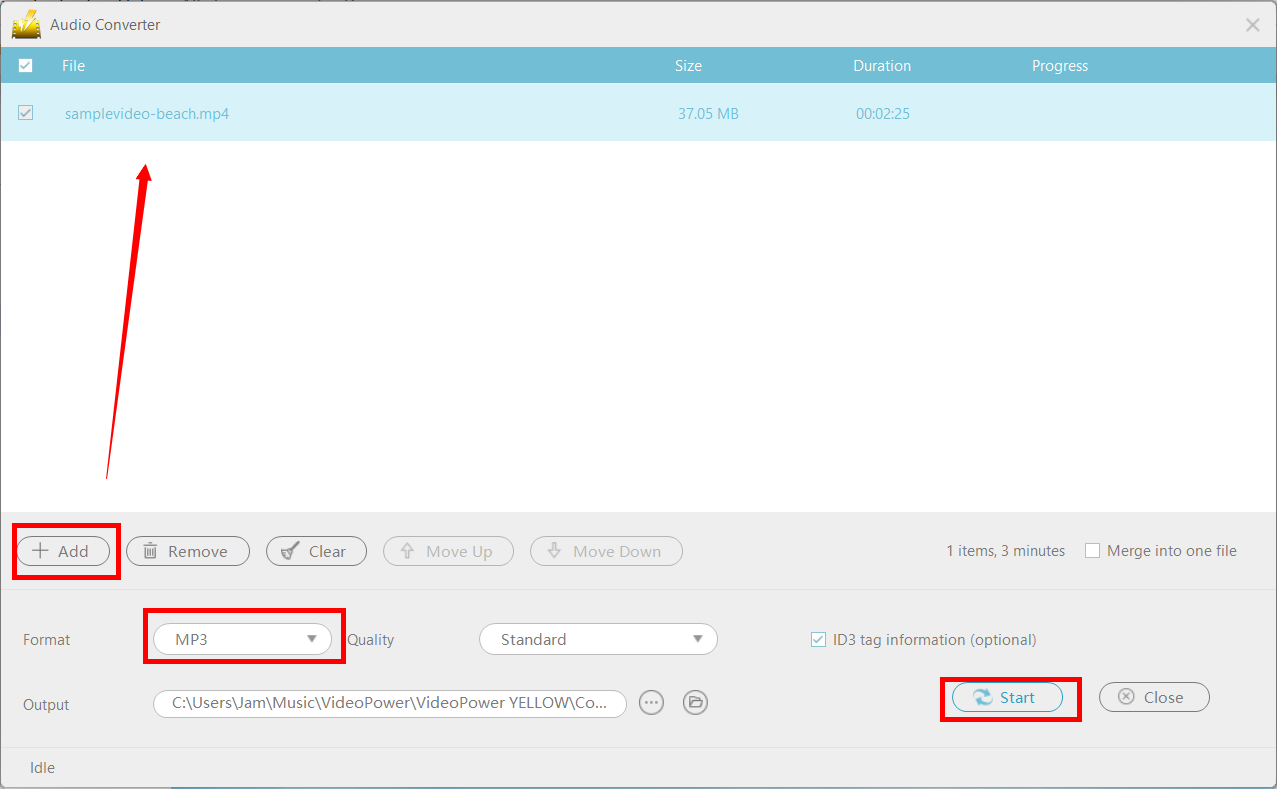 convert MP4 to MP3, VideoPower YELLOW