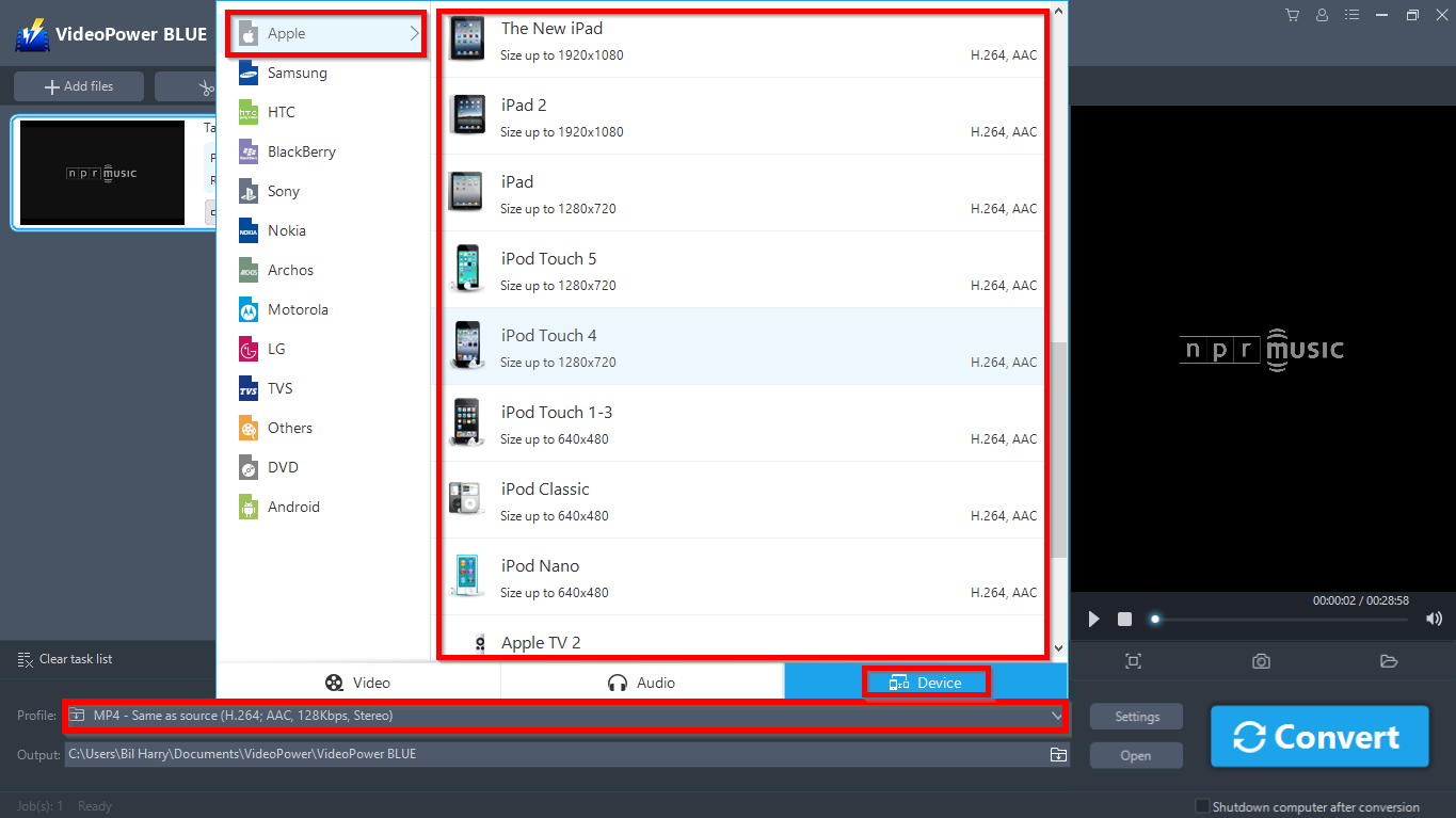 Best Video Converter Software, VideoPower BLUE, output format