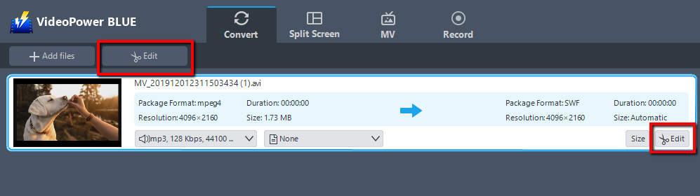 Video Converter, VideoPower BLUE, Edit files