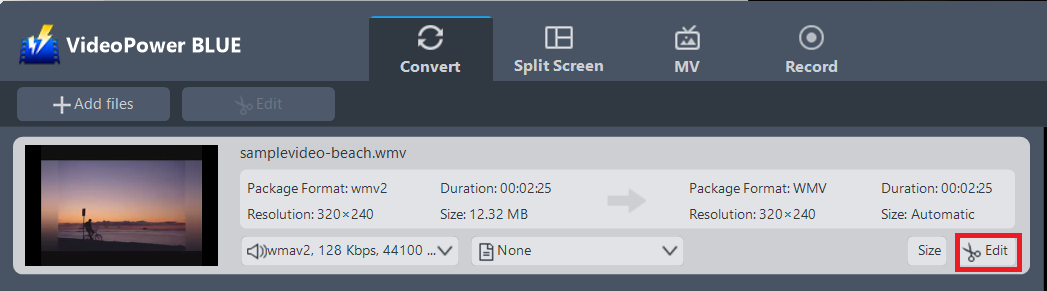 convert WMV to MOV, VideoPower BLUE, edit WMV video