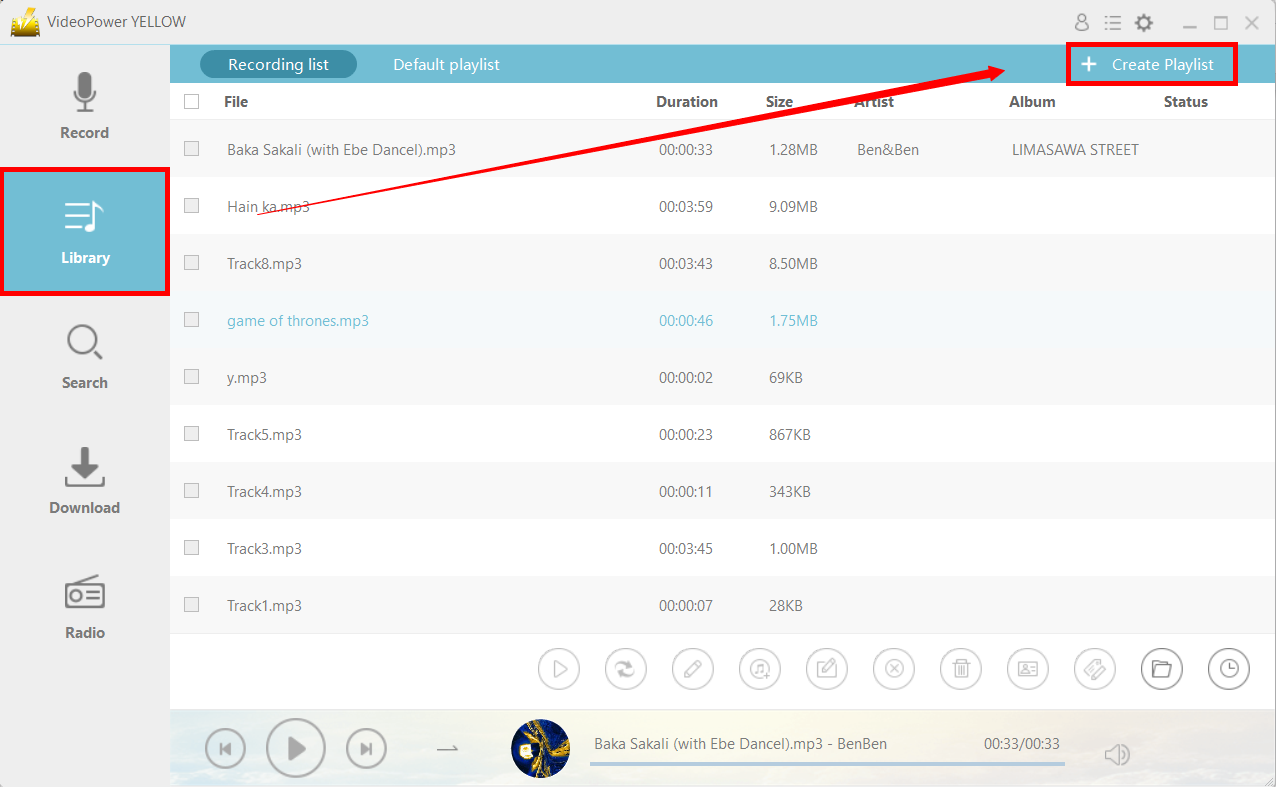 音楽ライブラリを作成, ビデオパワーイエロー
