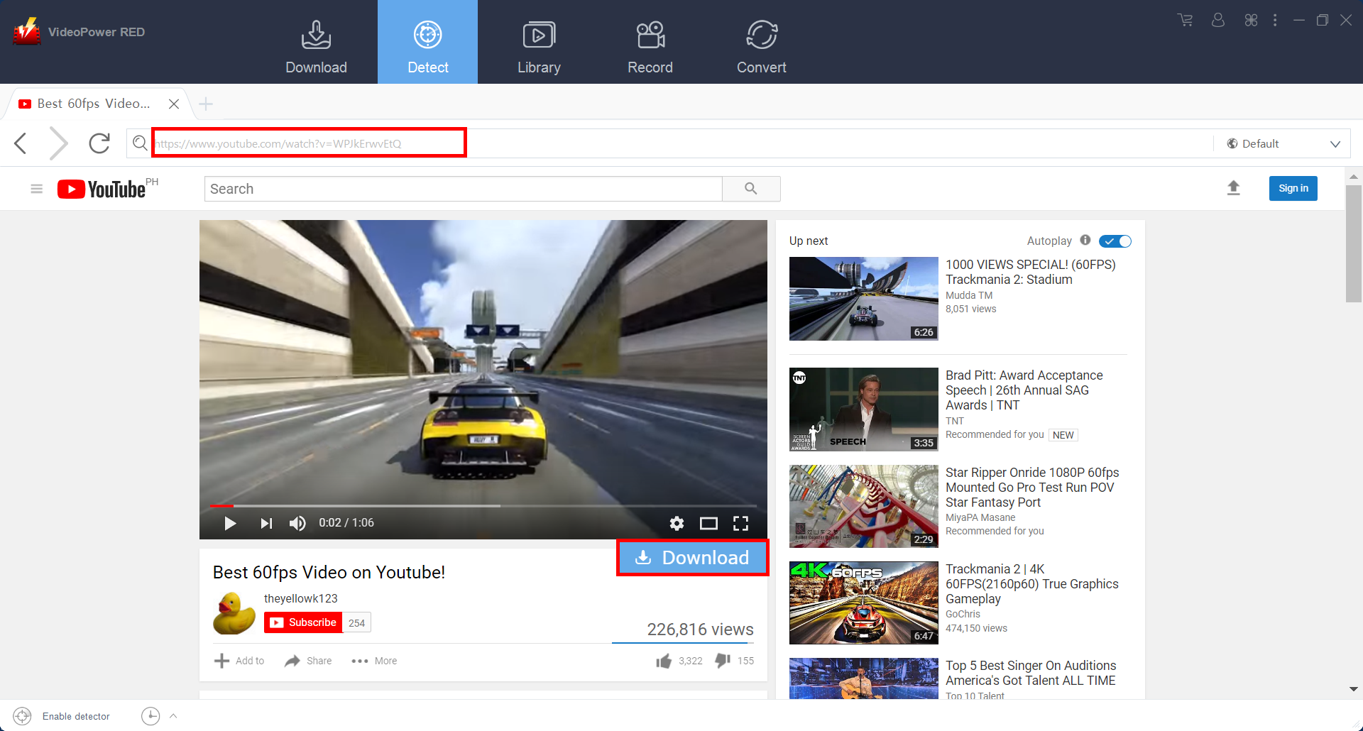 YouTube video downloader, video downloader, VideoPower RED, embedded browser