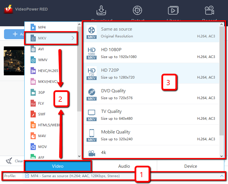 YouTube 1080p video downloader, video downloader, VideoPower RED, output format