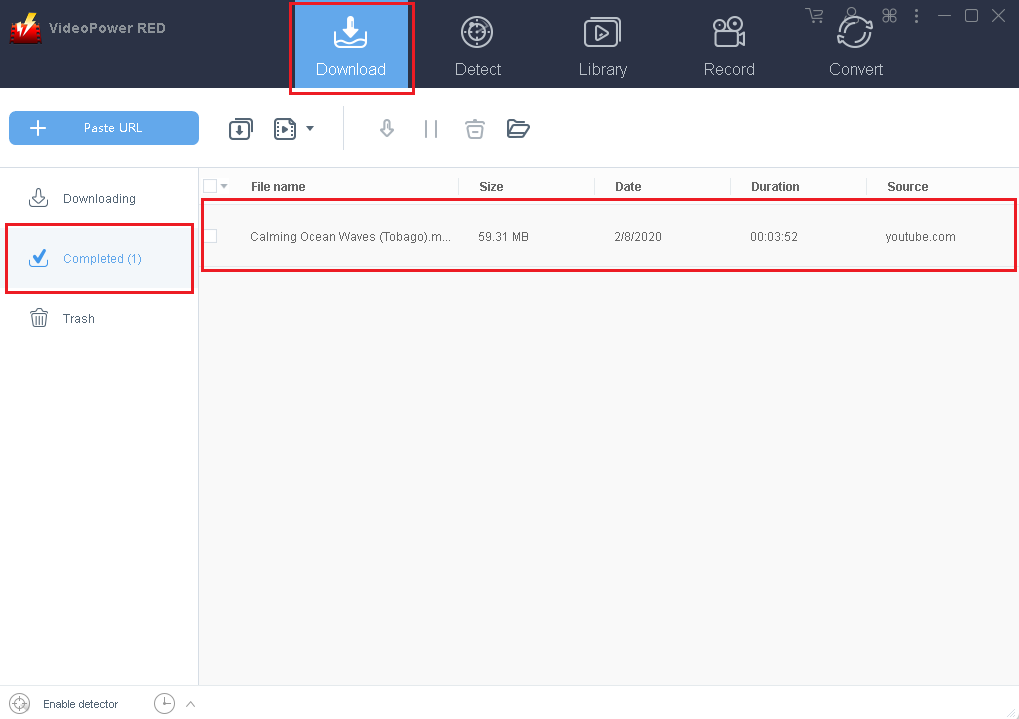 VideoPower RED, educational YouTube video downloader, download complete