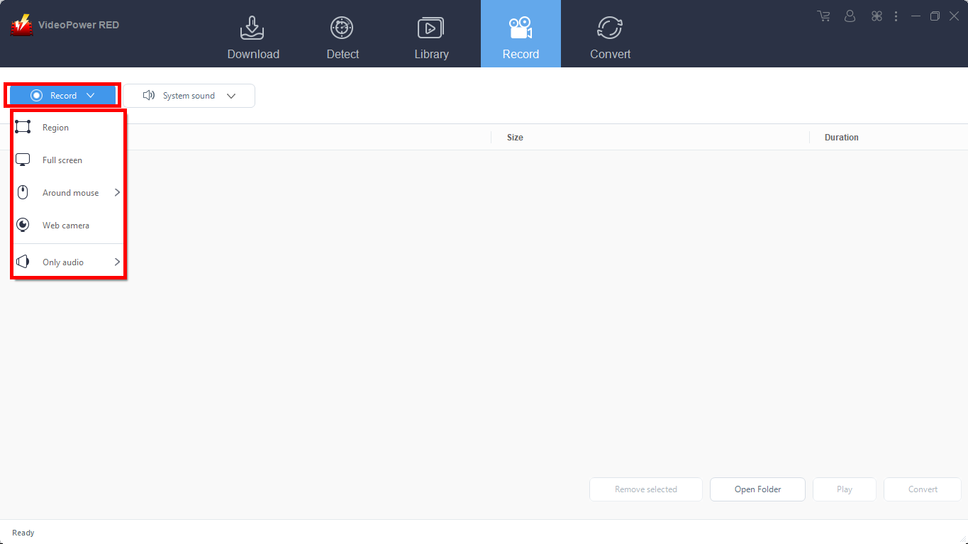 VideoPower RED, Download MTV Videos, recording modes