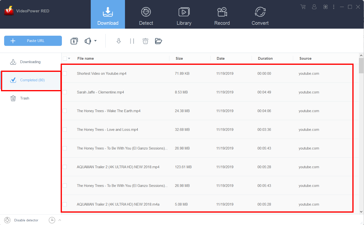 iPad用のダウンローダ、ビデオパワーレッド、保存されたビデオ