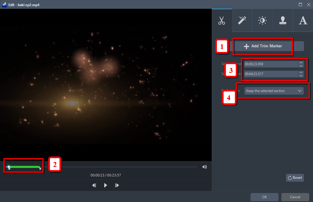 VLC converter alternative, VideoPower BLUE, trim MP4 video.