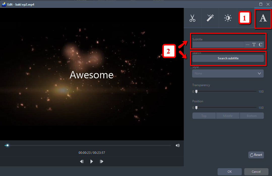 Subtitle file, Edit subtitle VideoPower BLUE, subtitle