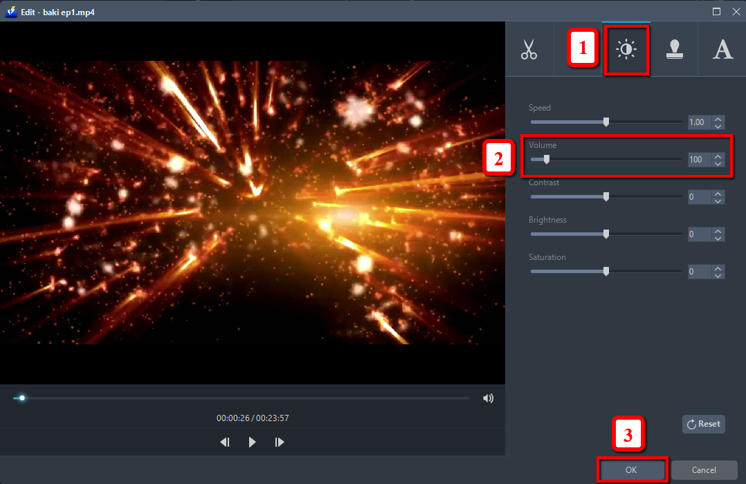 How to Adjust Volume of Videos, video editor program, VideoPower BLUE, volume