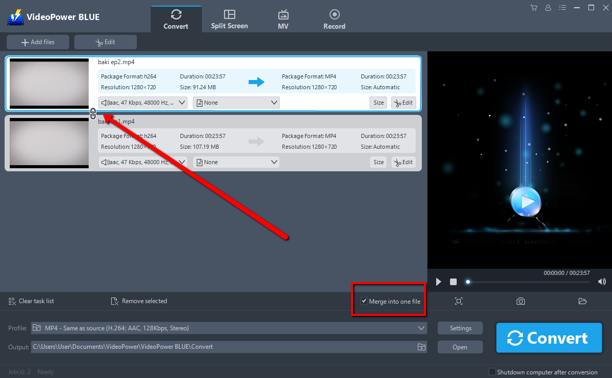 How to Adjust Volume of Videos, VideoPower BLUE, video editor program, merge