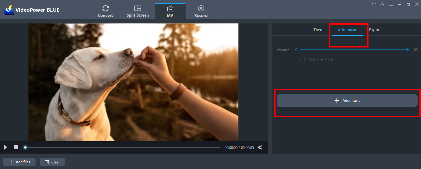 Slideshow Software, VideoPower BLUE, Add background music