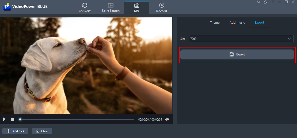 Slideshow Software, VideoPower BLUE, Export file