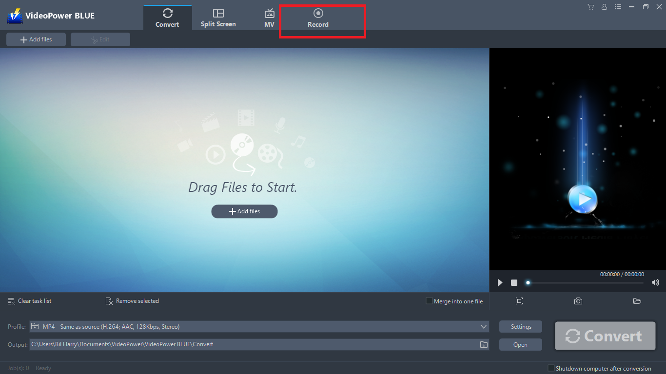 Video editor, software to make a video tutorial, VideoPower BLUE, interface