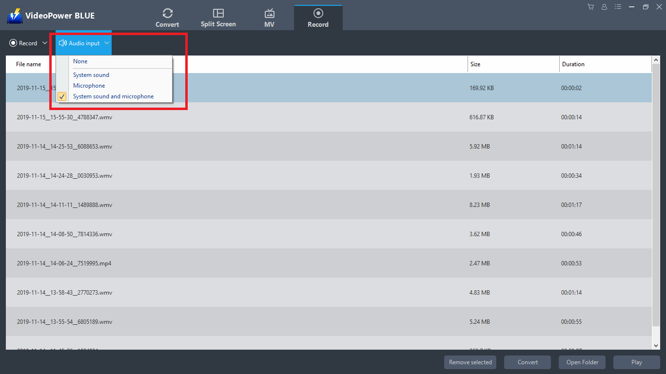 audio/video editor, Best software to create videos, VideoPower BLUE, audio input 