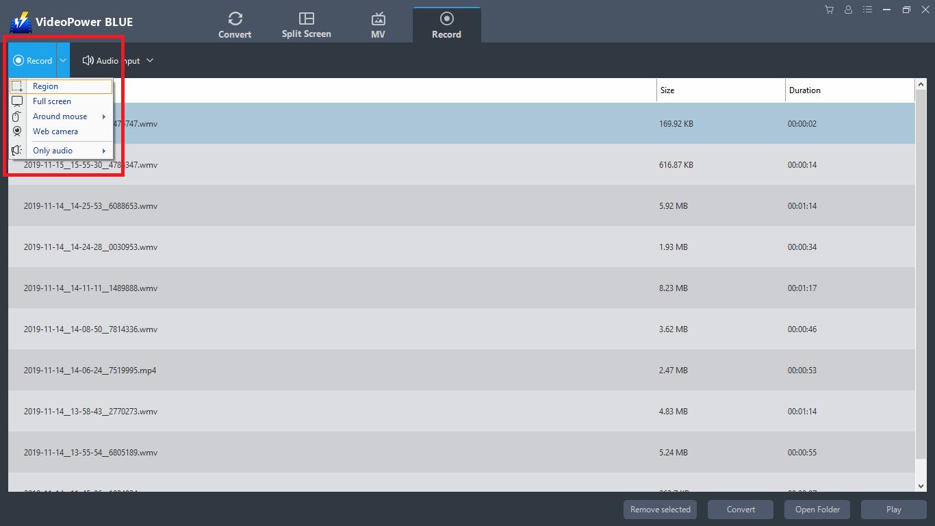 audio/video editor, software to make videos, VideoPower BLUE, record input 