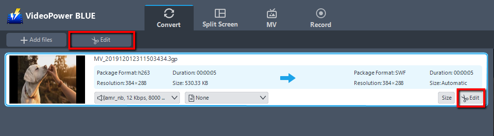 Best 3gp Converter Software, VideoPower BLUE, Edit files
