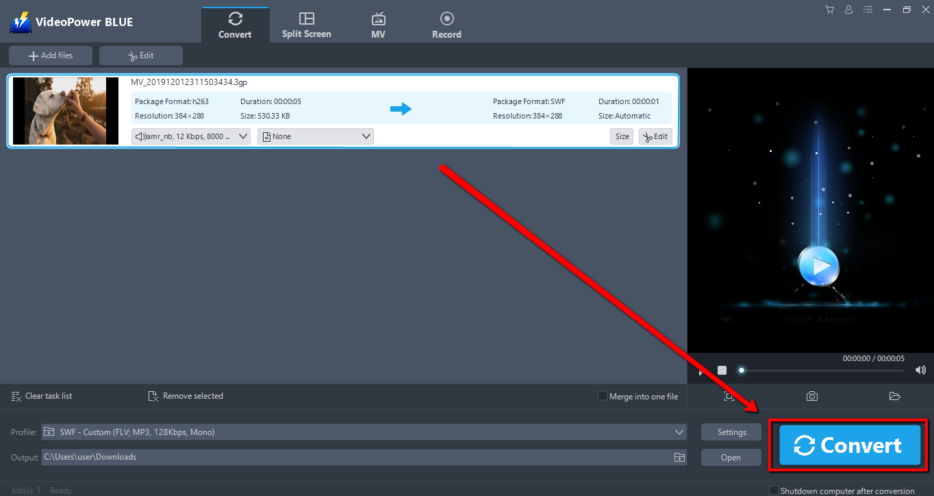 Best 3gp Converter Software, VideoPower BLUE, Convert