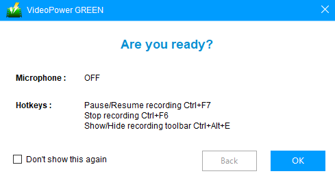Mouse Recorder, screen recorder with mouse highlight, VideoPower GREEN, start recording
