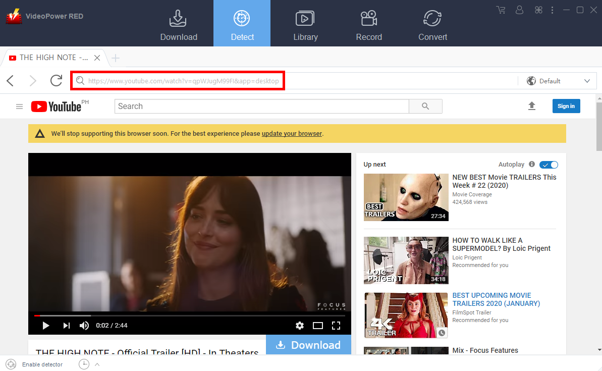 Youtube by click, download streaming video from any website, free video downloader, VideoPower RED, copy link