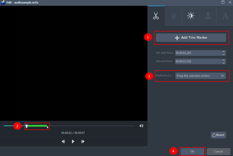 Audio Converter, VideoPower BLUE, add trim