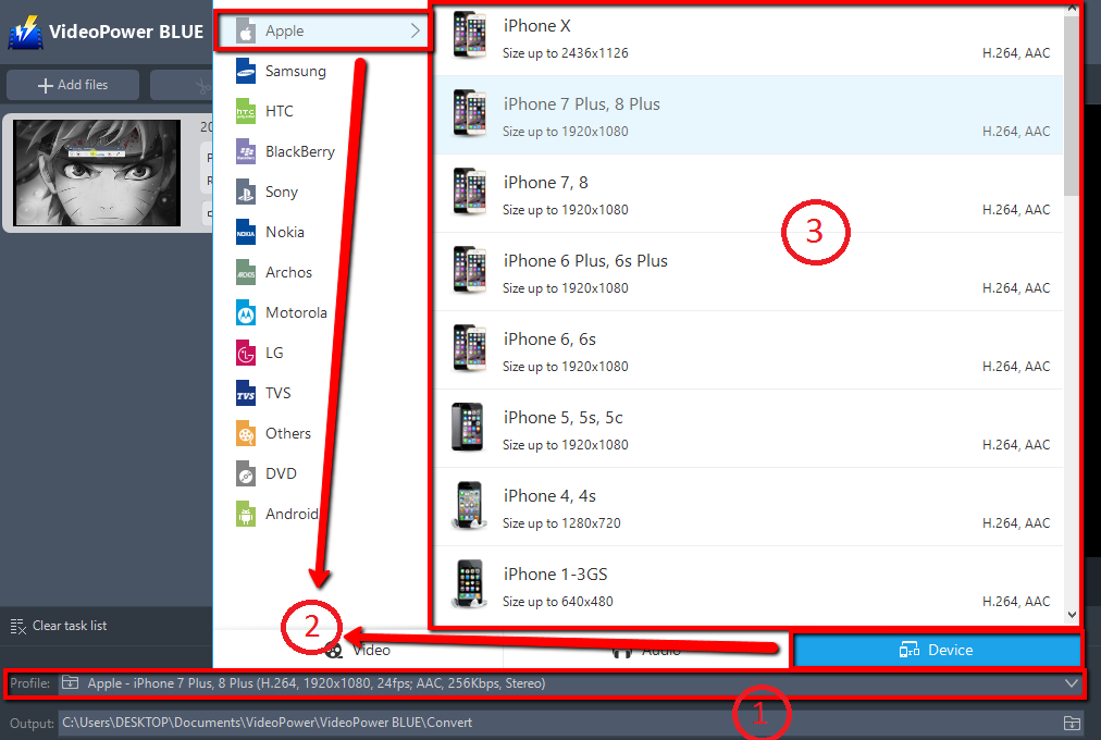 MKV を iTunes, ビデオパワーブルー, 出力形式に変換