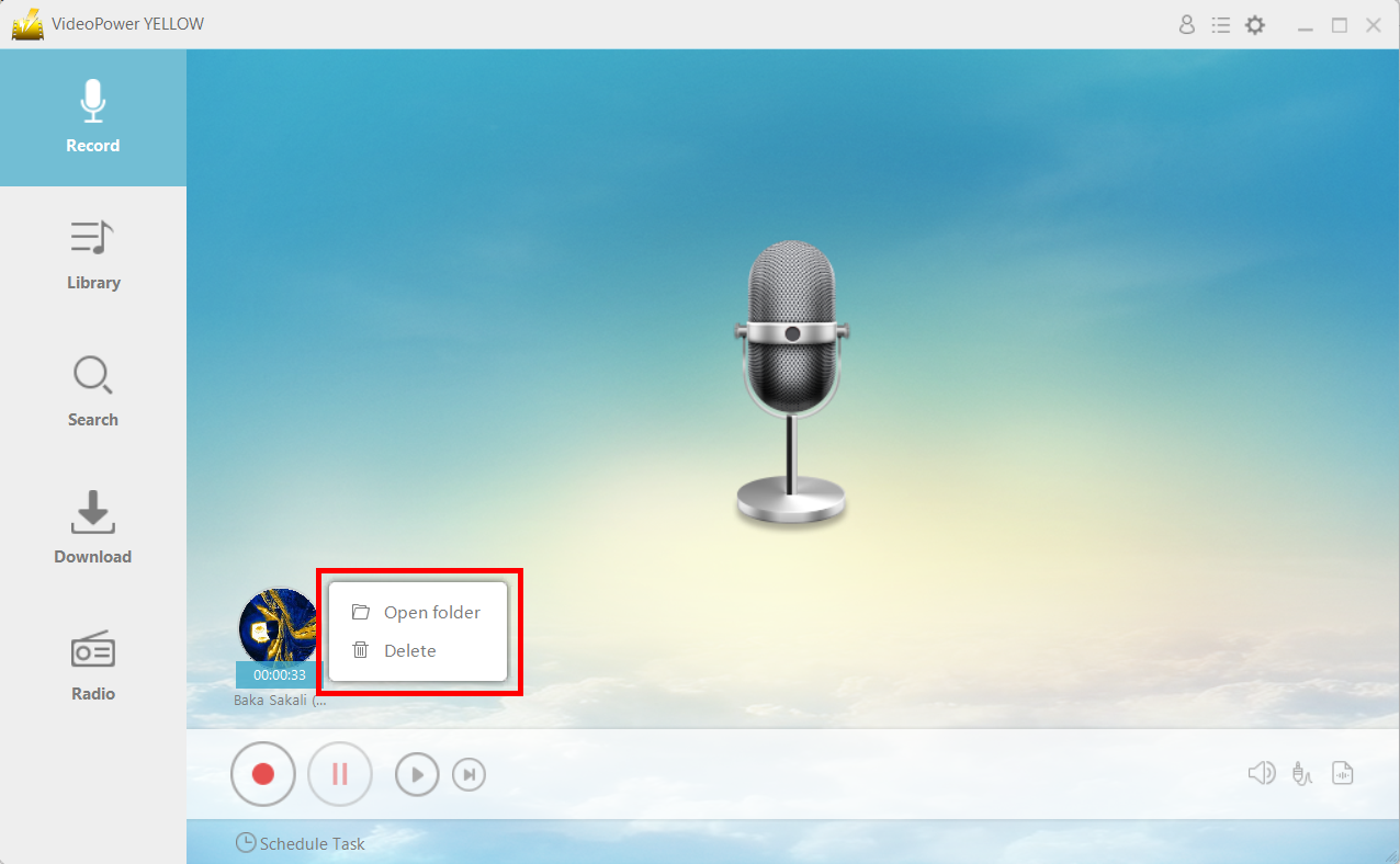 Gaanaから曲をダウンロード, ビデオパワーイエロー, ファイルの場所を開くか、削除