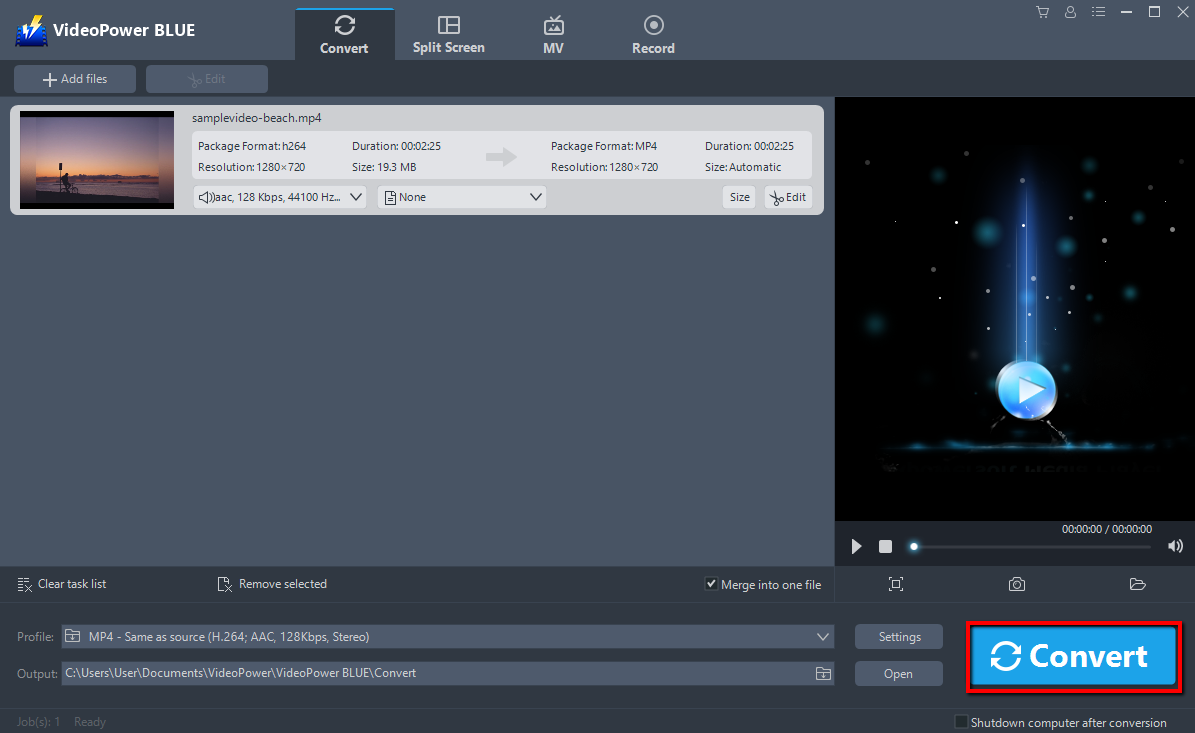 replace the audio of video, Audio convert, VideoPower BLUE, convert.
