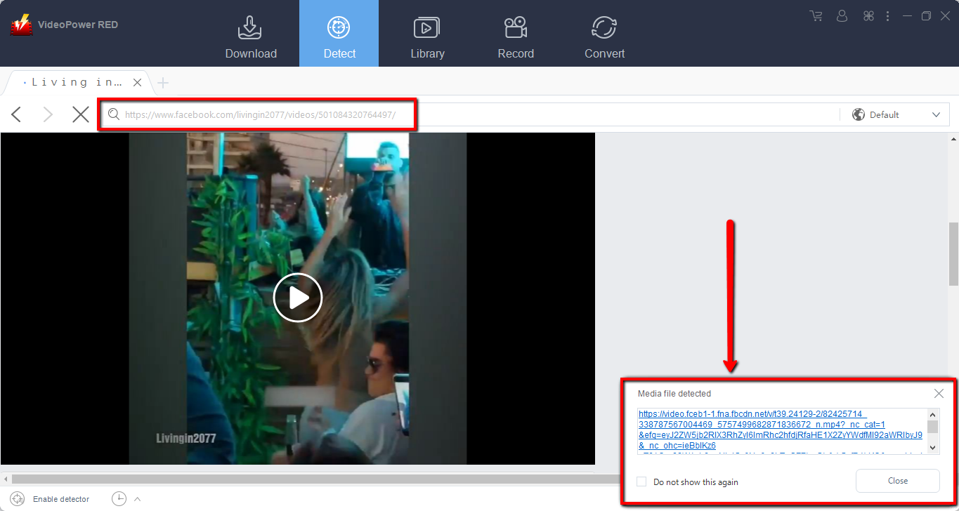 download Facebook video, Facebook video downloader, VideoPower RED, embedded browser
