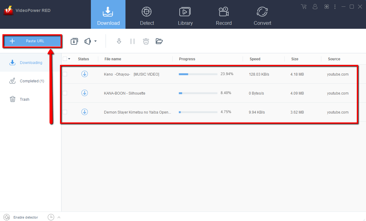  YouTube video downloader, video downloader, VideoPower RED, paste and download