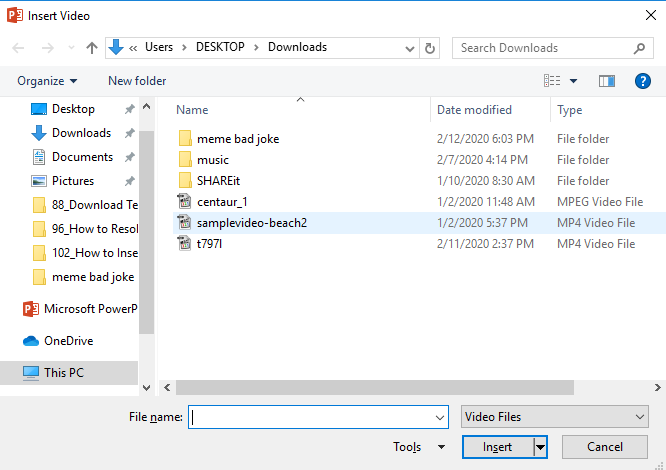 Insert YouTube Video in PowerPoint, video downloader, Insert Video